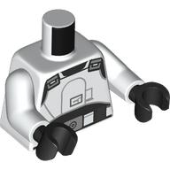 Lego Torso, White ISB Tactical Agent Uniform print, White Arms, Black Hands / White