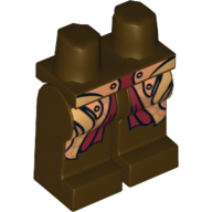 Lego Hips and Dark Brown Legs with Long Gold Coattails Print (Haldir) / Dark Brown