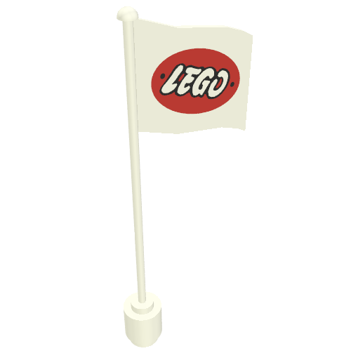 Lego Flag on Flagpole, Wave with Lego Logo in Red Ellipse Print / White