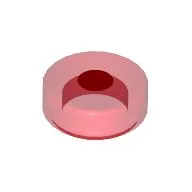 Tile Round 1 x 1 with Red Dot Print / Trans-Red