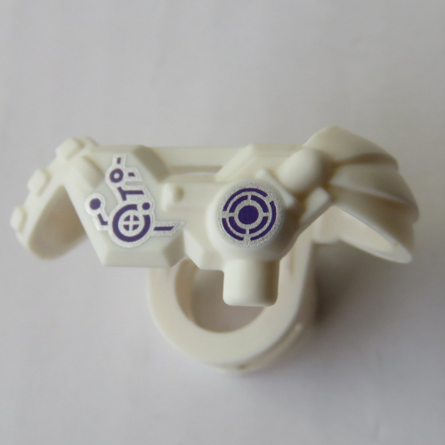 Lego Minifig Neckwear Armor Shoulder Pads with Scabbard for Two Katanas with Silver and Dark Purple Industrial Print / White