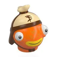 Head Special Fish with Tan Helmet, Reddish Brown Trim, White Eyes, Yellow Mouth Print (Fishstick) / Orange