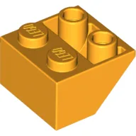 Brick Sloped Inverted 45° 2 x 2 [Ovoid Bottom Pin, Bar-sized Stud Holes] / Bright Light Orange