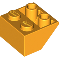 Lego Brick Sloped Inverted 45° 2 x 2 [Ovoid Bottom Pin, Bar-sized Stud Holes] / Bright Light Orange