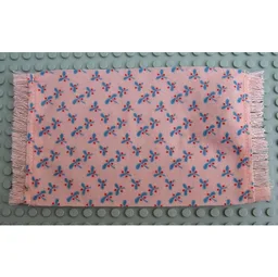 Scala, Rug / Mat with Blue Leaves and Red Berries Print / Light Salmon