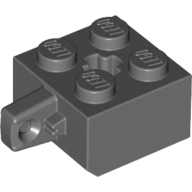 Lego Hinge Brick 2 x 2 Locking with 1 Finger Vertical and Axle Hole [+ Opening] / Dark Bluish Gray