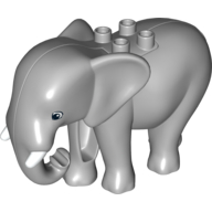 Lego Duplo Animal Elephant, Adult, Stationary Head with Molded Tusks, Rectangle Eyes / Light Bluish Gray