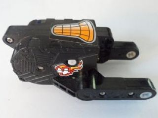 Lego Pullback Motor 10 x 5 x 4 Motorcycle (Motor 8) with Number 4 on Flames on Both Sides and Orange Seat Pattern (Stickers) - Set 8355