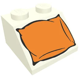 Brick Sloped 45° 2 x 2 with Orange Pillow Print / White