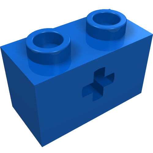 Lego Technic Brick 1 x 2 with Axle Hole Type 1 [+ Opening] and Bottom Ridges / Blue