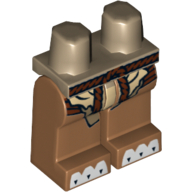 Lego Hips and Medium Nougat Legs with Loincloth, Rope Belt and White Claws Print / Dark Tan