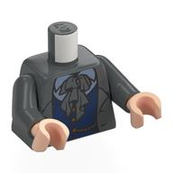 Lego Torso, Open Coat, Dark Blue Vest, Sand Blue Shirt, Dark Bluish Grey Ascot print, Dark Bluish Gray Arms, Light Nougat Hands / Dark Bluish Gray