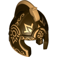 Lego Helmet with Cheek Protection and Horsehead Comb (Rohan Style) with Gold Theoden Print