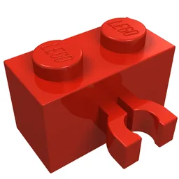Brick Special 1 x 2 with Vertical Clip [Thick U Clip] / Red