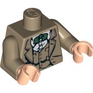 Lego Torso Jacket with Waistcoat, Green Bow Tie & Diary Print, Dark Tan Arms, Light Nougat Hands / Dark Tan