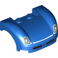 Vehicle Body, Wheel Arch / Mudguard 3 x 4 x 1 2/3 Curved Fenders with Silver Headlights - White Trim and Black Air Intakes Print / Blue