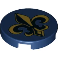 Tile Round 2 x 2 with Heraldic Lily Print / Dark Blue