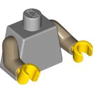 Torso, Dark Tan Arms, Yellow Hands [Plain] / Light Bluish Gray