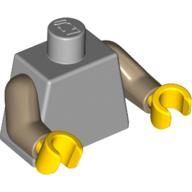 Lego Torso, Dark Tan Arms, Yellow Hands [Plain] / Light Bluish Gray
