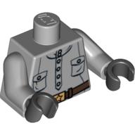 Lego Torso Shirt with Six Button Placket with Pockets and Gold Buckle with Star Print, Light Bluish Gray Arms, Black Hands / Light Bluish Gray