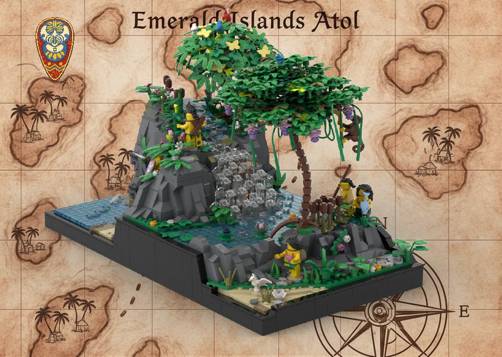Lego 🌺 FLORAL LAKE II — Secret Cave, Waterfall & Tiki Booby Trap | Modular Extension for Paradise Cove & Flower Lake 🏝️