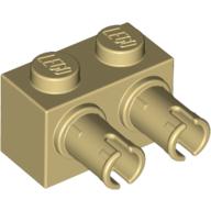 Lego Brick Special 1 x 2 with 2 Pins, Round Pin Holes / Tan