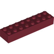 Lego Brick 2 x 8 / Dark Red