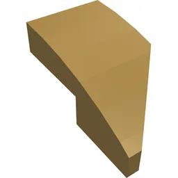 Brick Wedged, Curved 2 x 1 with Stud Notch Left / Pearl Gold