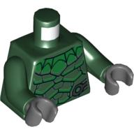 Lego Torso Armor, Green Scales print, Dark Green Arms, Dark Bluish Gray Hands / Dark Green