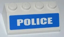 Slope 45 2 x 4 with White 'POLICE' on Blue Background Wide Pattern (Sticker) - Set 7286