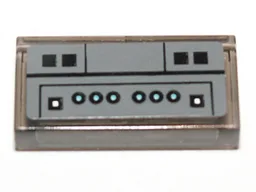 Tile 1 x 2 with Black Squares and Blue Circles Pattern (Sticker) - Set 75013 / Trans-Brown