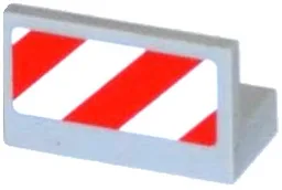 Panel 1 x 2 x 1 with Red and White Danger Stripes Pattern Model Left Side (Sticker) - Set 60079