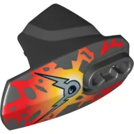 Large Figure Limb Cover, Size 5, Armor with Ball Joint Socket with Fire and Silver Double Lightning Bolt Print (Nitroblast) / Black