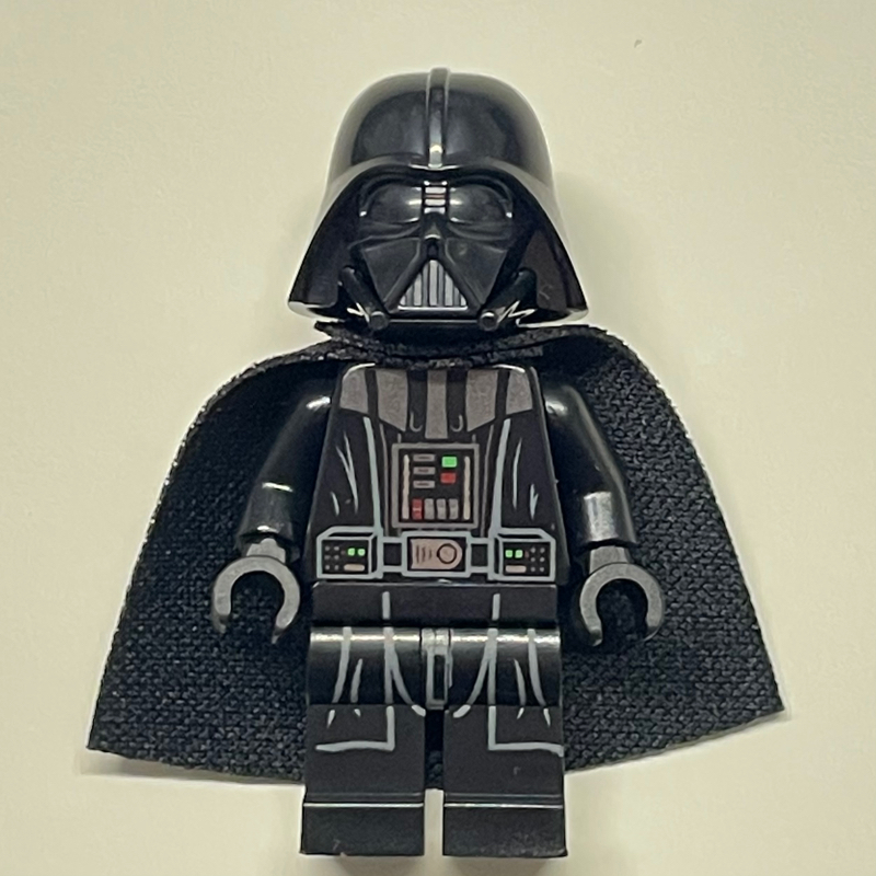 Lego Darth Vader, White Skin, 19888 Cape, Green Square on Chest Panel