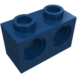 Technic Brick 1 x 2 [2 Pin Holes] / Dark Blue
