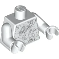 Torso, Classic Space Logo with Marbling and Cracks Print, White Arms and Hands