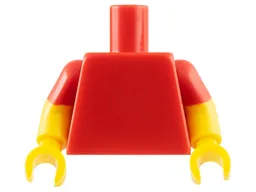 Torso Plain / Yellow Arms with Molded Red Short Sleeves Pattern / Yellow Hands