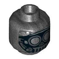 Minifig Head Unkar's Thug, Mask with Goggles and Metal Mouth Grate Print [Hollow Stud] / Pearl Titanium