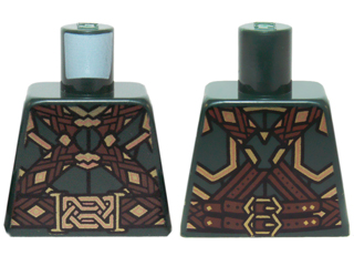 Lego Torso LotR Armor with Dark Brown and Gold Woven Straps and Belt and Large Gold Buckle Pattern
