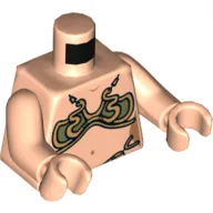 Torso, Gold and Olive Green Bikini Print (Princess Leia Slave), Light Nougat Arms and Hands / Light Nougat