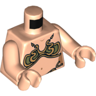 Lego Torso Gold and Olive Green Bikini Print (Princess Leia Slave), Light Nougat Arms and Hands / Light Nougat