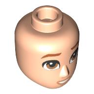 Lego Minidoll head Male with Brown Eyebrows, Brown Eyes, Open Mouth Smile print / Light Nougat