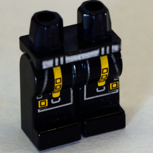 Lego Hips and Black Legs with Silver Zippers and Orange Straps Print / Black