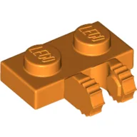 Hinge Plate 1 x 2 Locking with 2 Fingers on Side, 7 Teeth / Orange