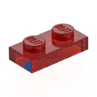 Plate 1 x 2 with Blue Triangle Right Print / Trans-Red