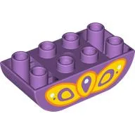 Duplo Brick 2 x 4 Curved Bottom with Yellow Butterfly Wing Print / Medium Lavender