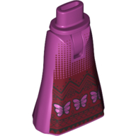 Lego Minidoll Hips and Full Length Skirt with Dark Red Panel, Butterflies print / Magenta