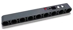 Technic, Liftarm Thick 1 x 9 with Red Triangle, Black Crane Hook and White Double Arrows Pattern (Sticker) - Set 42097