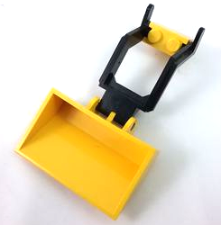 Lego Brick, Modified 1 x 2 with Digger Bucket Arm Holder with Black Vehicle, Digger Bucket Arm, Small - 2 x 6 x 2 and Yellow Vehicle, Digger Bucket Smooth 3 x 5 x 1 1/3 (3317 / 3314 / 3433)