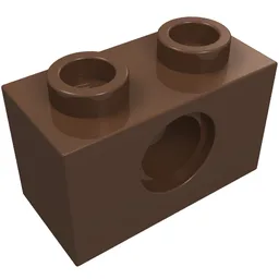 Technic Brick 1 x 2 [1 Pin Hole] / Brown